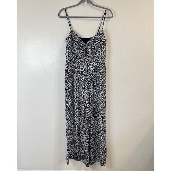 NWT J. Crew Jumpsuit 10 / M Wide Leg Floral Smocked Navy Blue White Sleeveless - Picture 2 of 12